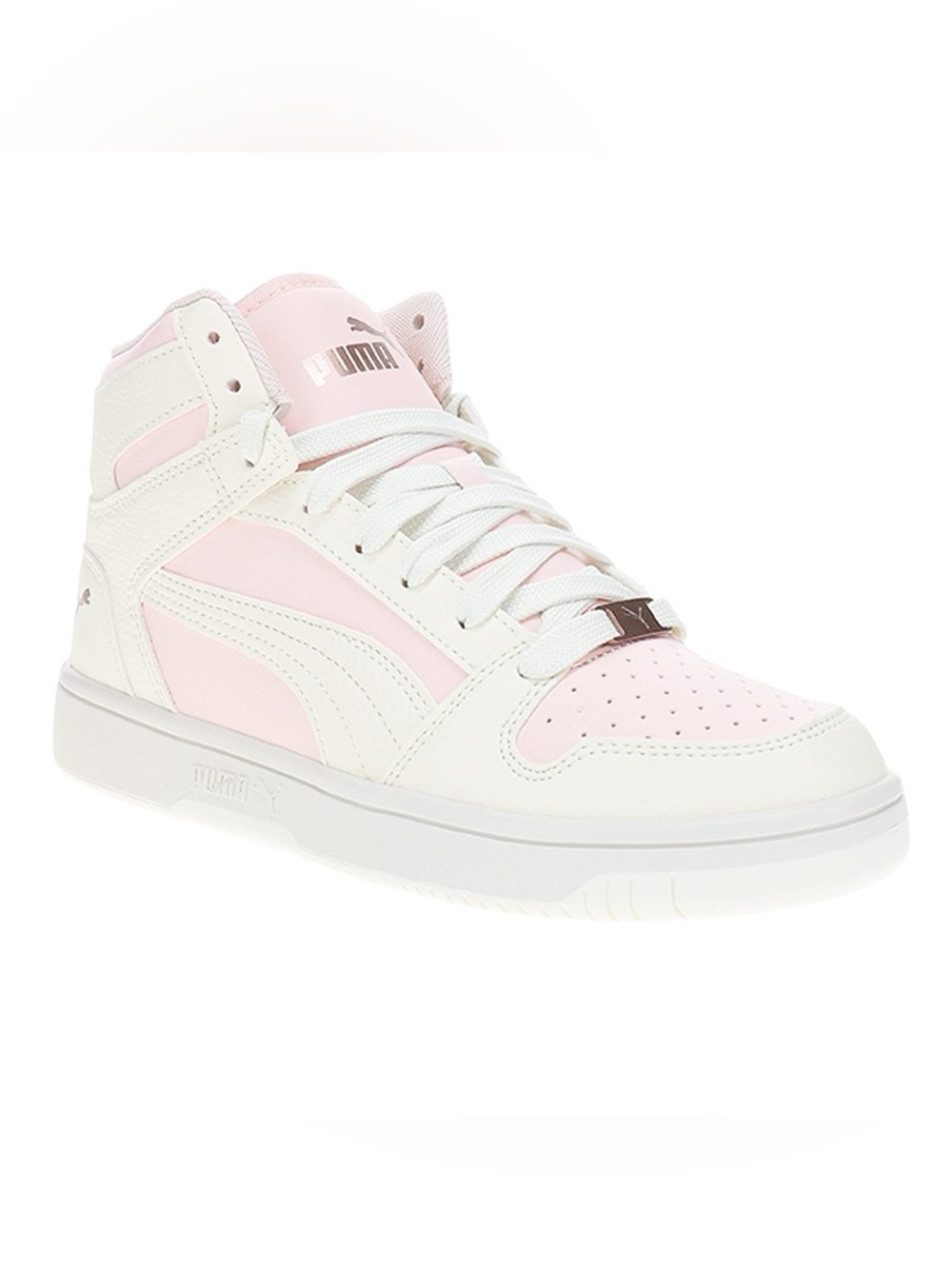 PUMA Rebound Layup Rcl Shine High Top Womens Pink, White Sneakers Size 8 - Picture 2 of 10